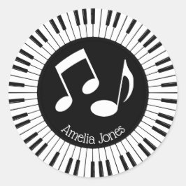 Pegatina Redonda Diseño de Círculo de Claves de Piano
