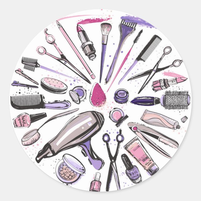 Pegatina Redonda Diseño de Círculo de maquillaje (Anverso)