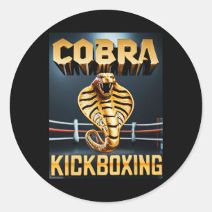 Pegatina Redonda Diseño de Cobra Kickboxing por Don Castillo 