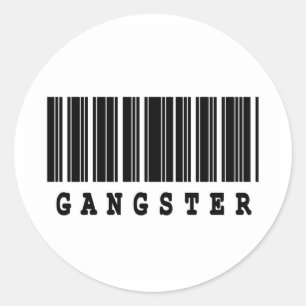 Pegatina Redonda diseño de código de barras de gánster
