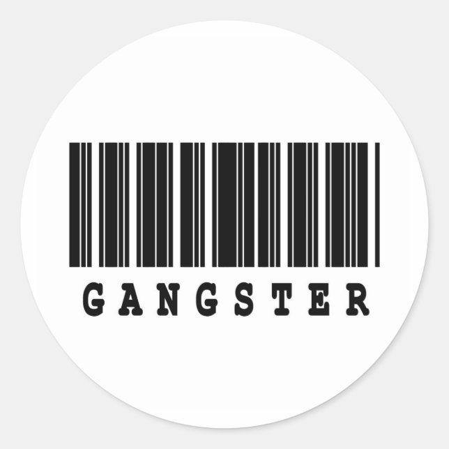 Pegatina Redonda diseño de código de barras de gánster (Anverso)