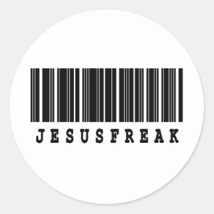 Pegatina Redonda diseño de código de barras de jesus freak