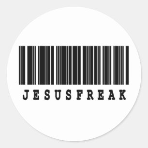 Pegatina Redonda diseño de código de barras de jesus freak
