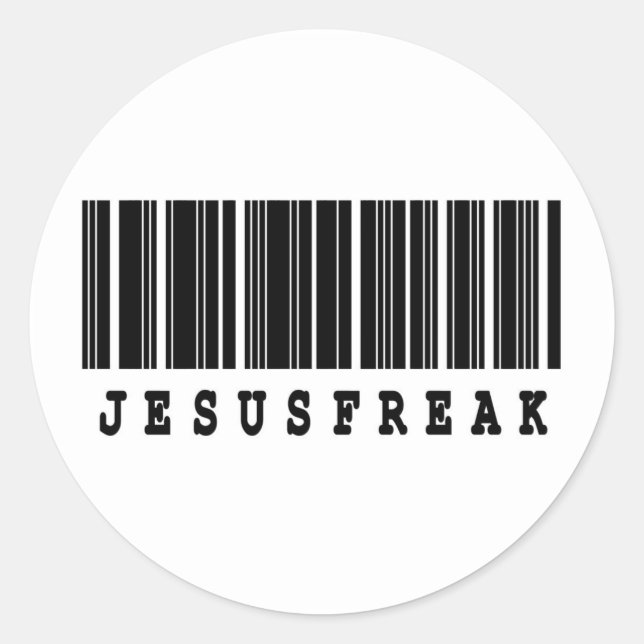 Pegatina Redonda diseño de código de barras de jesus freak (Anverso)