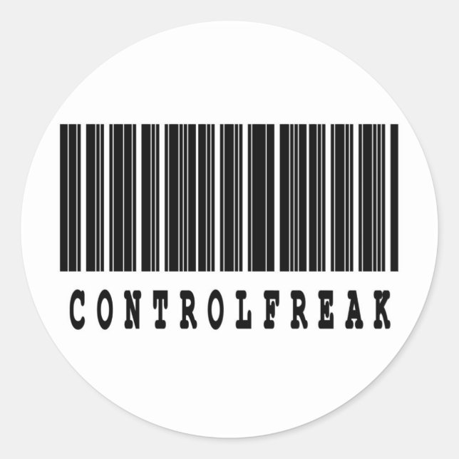 Pegatina Redonda diseño de código de barras freak de control (Anverso)