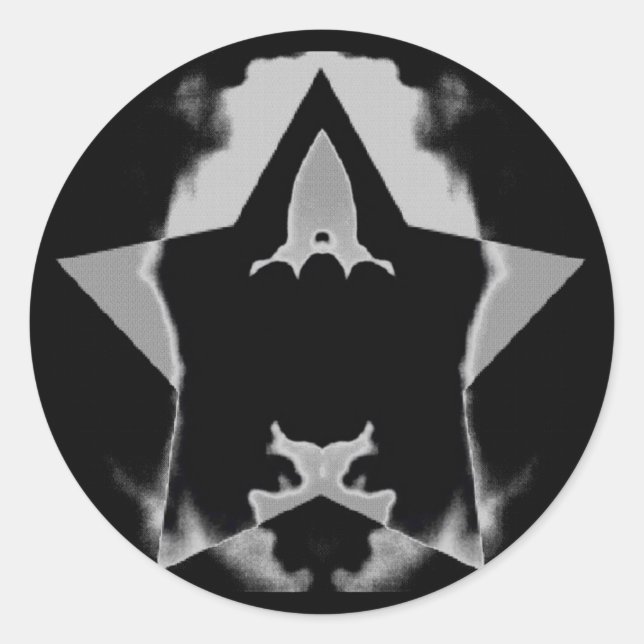 Pegatina Redonda Diseño de cohetes (Anverso)