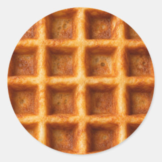 Pegatina Redonda Diseño de comida de waffle cuadrado tostado realis