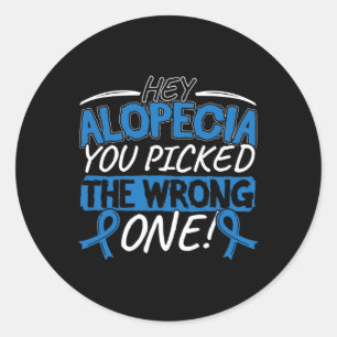 Pegatina Redonda Diseño de conciencia de la alopecia para un partid