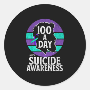 Pegatina Redonda Diseño de conciencia sobre el suicidio en hombres