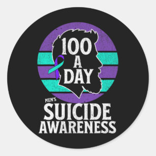 Pegatina Redonda Diseño de conciencia sobre el suicidio masculino p