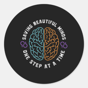 Pegatina Redonda Diseño de Conciencia Soporte Mes Púrpura