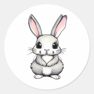 Pegatina Redonda Diseño de conejo cutáneo