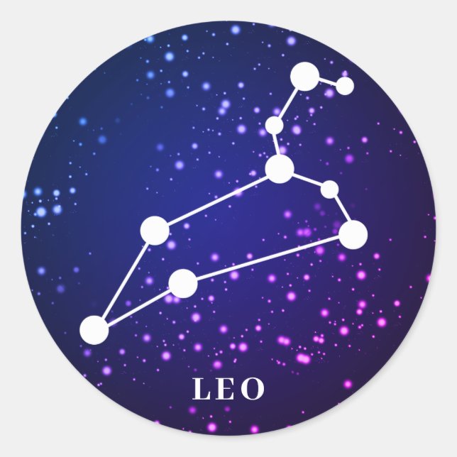 Pegatina Redonda Diseño de constelación de Leo Zodiac (Anverso)
