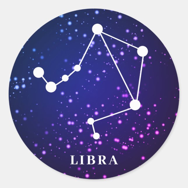 Pegatina Redonda Diseño de constelación de Libra Zodiac (Anverso)