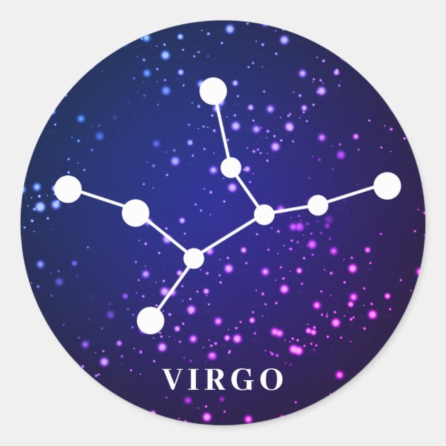 Pegatina Redonda Diseño de constelación de Virgo Zodiac (Anverso)