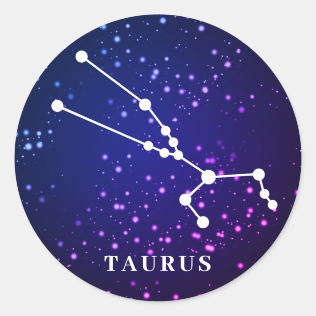 Pegatina Redonda Diseño de constelación de zodiaco de Taurus (Anverso)