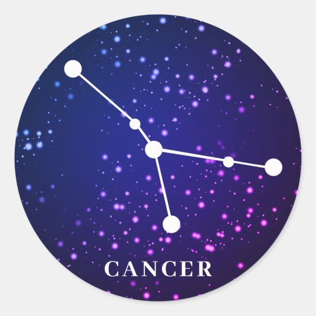 Pegatina Redonda Diseño de constelación de zodiaco para el cáncer (Anverso)