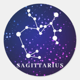 Pegatina Redonda Diseño de constelación Sagittarius Zodiac