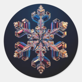 Pegatina Redonda diseño de copos de nieve de cristal