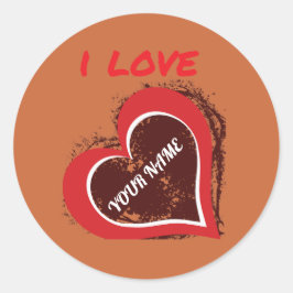 Pegatina Redonda Diseño de corazón de amor grunge editable – Agrega