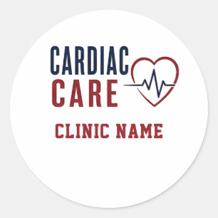 Pegatina Redonda Diseño de corazón de cuidado cardíaco