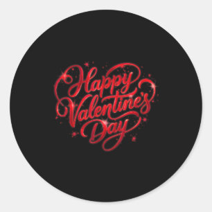 Pegatina Redonda Diseño de corazón feliz de San Valentín Amor Román