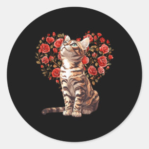 Pegatina Redonda Diseño de Corazón Floral para Día de San Valentín