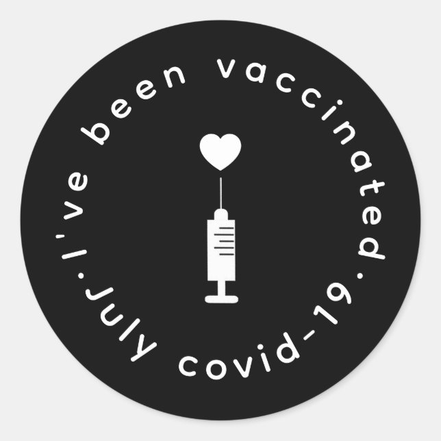 Pegatina Redonda Diseño de corazón moderno orgullo vacunado (Anverso)