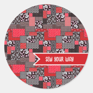 Pegatina Redonda Diseño de costura personalizada, cose a tu manera