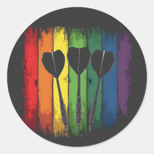 Pegatina Redonda Diseño de dardo vintage con colores LGBTQ Vintage