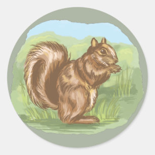 Pegatina Redonda Diseño de dibujos animados de vida silvestre de ar