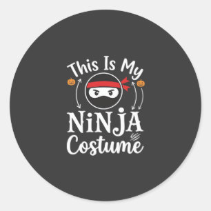 Pegatina Redonda Diseño de disfraz de ninja divertido para Hallowee