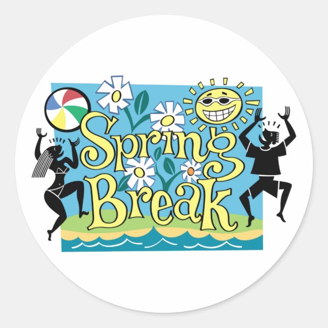 Pegatina Redonda Diseño de diversión en vacaciones de primavera (Anverso)