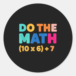 Pegatina Redonda Diseño de ecuación colorida de Matemáticas Haz las