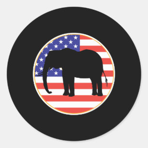 Pegatina Redonda diseño de elefante símbolo republicano