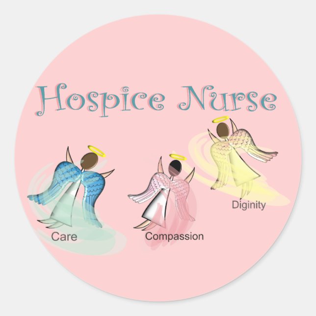 Pegatina Redonda Diseño de enfermeras de hospicio 3 ángeles (Anverso)