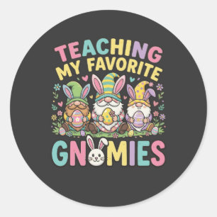 Pegatina Redonda Diseño de enseñanza de gnomo lindo profesor