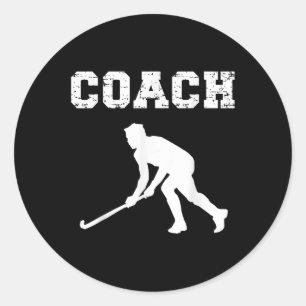 Pegatina Redonda Diseño de Entrenador de Hockey sobre Césped. Instr