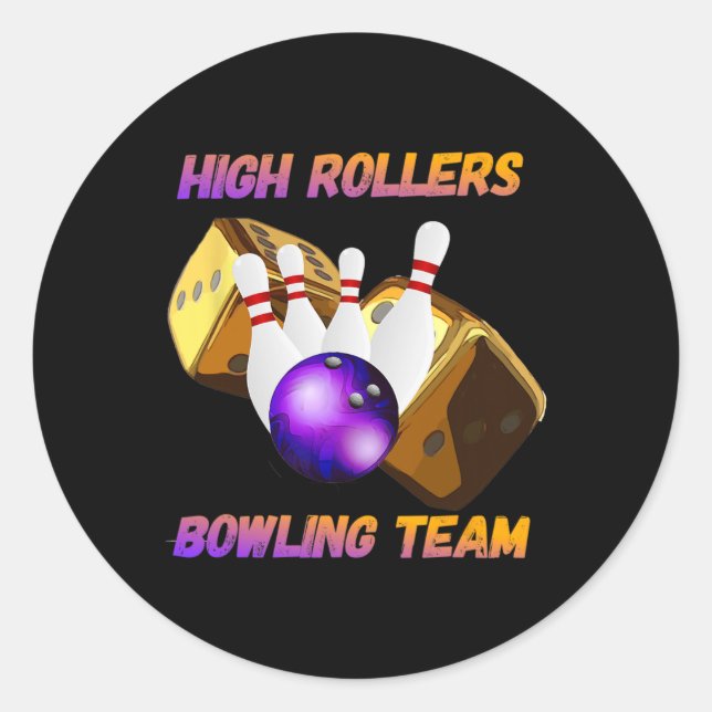 Pegatina Redonda Diseño de equipo de bolos de alta velocidad (Anverso)