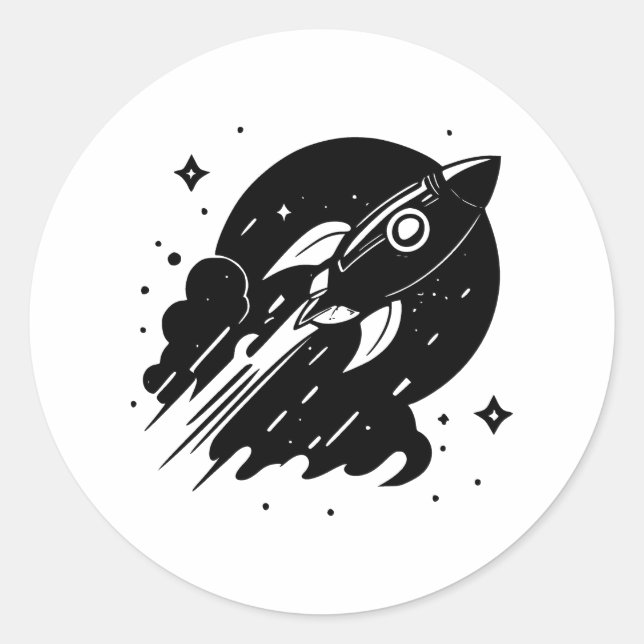 Pegatina Redonda Diseño de Espacio Monocromo Elegante (Anverso)