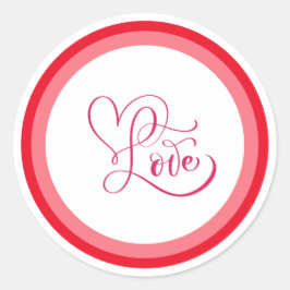 Pegatina Redonda Diseño de estilo de amor rosa lindo