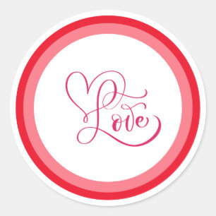 Pegatina Redonda Diseño de estilo de amor rosa lindo