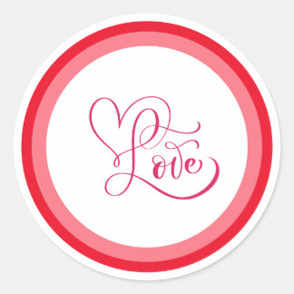 Pegatina Redonda Diseño de estilo de amor rosa lindo