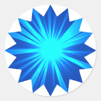 Pegatina Redonda Diseño de estrella azul en blanco lindo