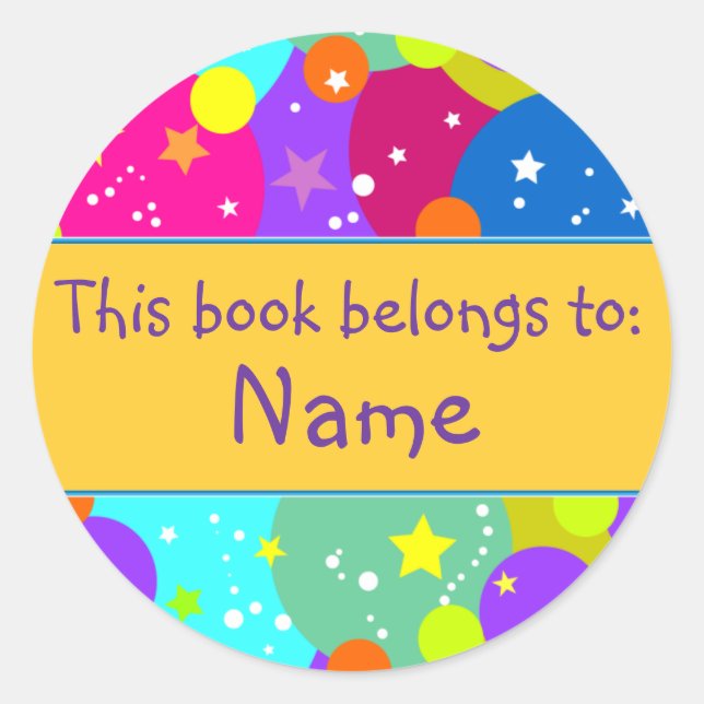 Pegatina Redonda Diseño de estrella - Placa de libro (Anverso)