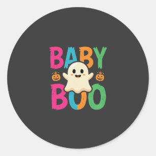 Pegatina Redonda Diseño de fantasma de Halloween Baby Boo_1