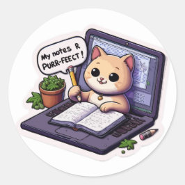 Pegatina Redonda Diseño de felinos personalizados de regreso a la e