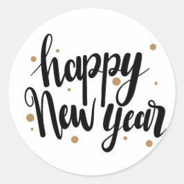 Pegatina Redonda Diseño de Feliz Año Nuevo