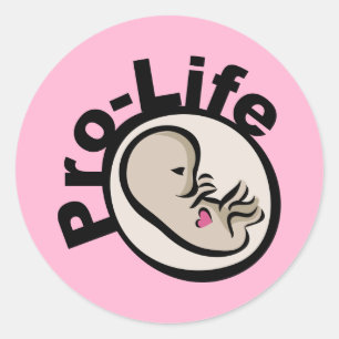 Pegatina Redonda Diseño de Feto Pro-Life