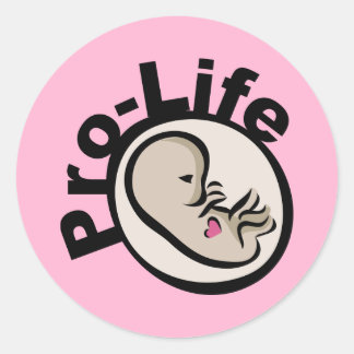 Pegatina Redonda Diseño de Feto Pro-Life